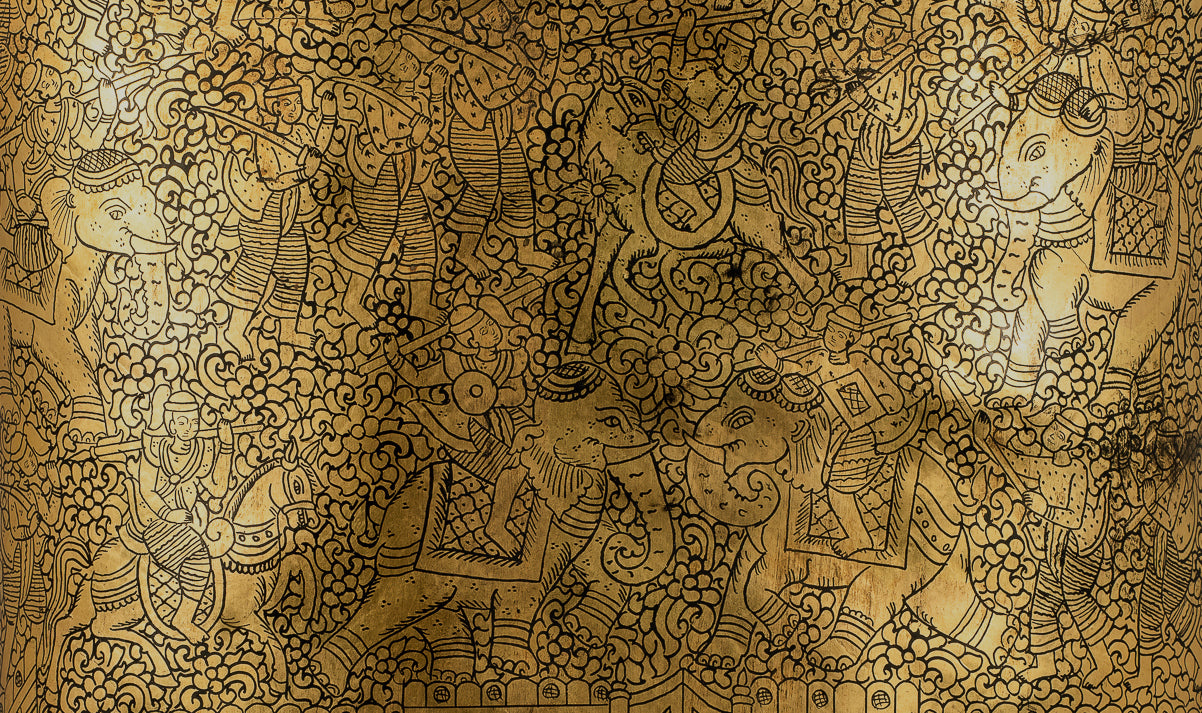 Antique du 19e siècle Birman Lacquerware Money Holder - 34 cm / 14 "de long