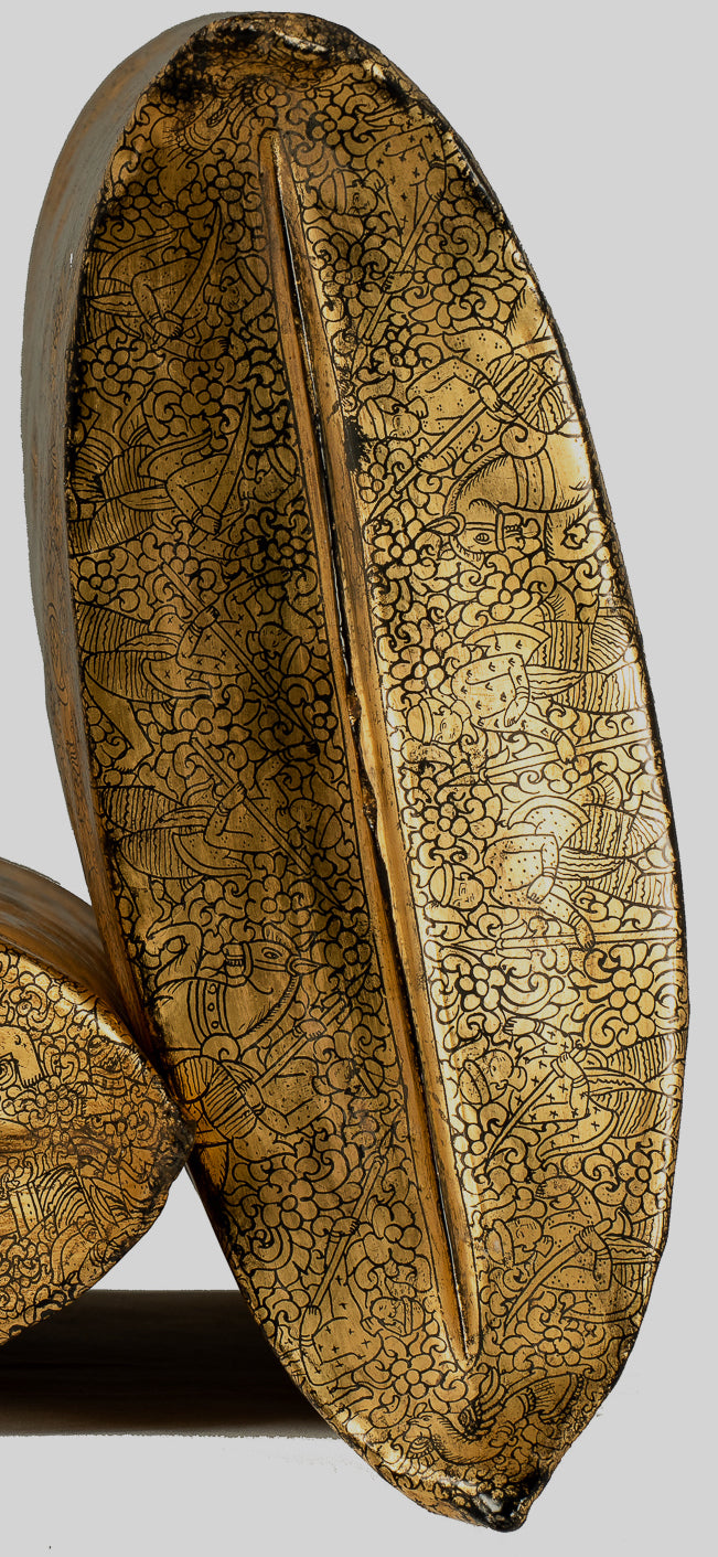 Antique du 19e siècle Birman Lacquerware Money Holder - 34 cm / 14 "de long