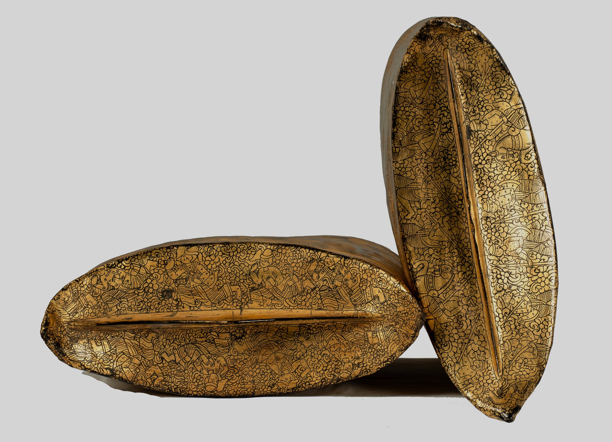 Antique du 19e siècle Birman Lacquerware Money Holder - 34 cm / 14 "de long