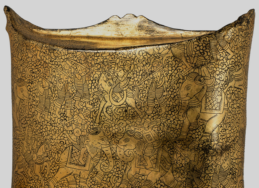 Antique du 19e siècle Birman Lacquerware Money Holder - 34 cm / 14 "de long