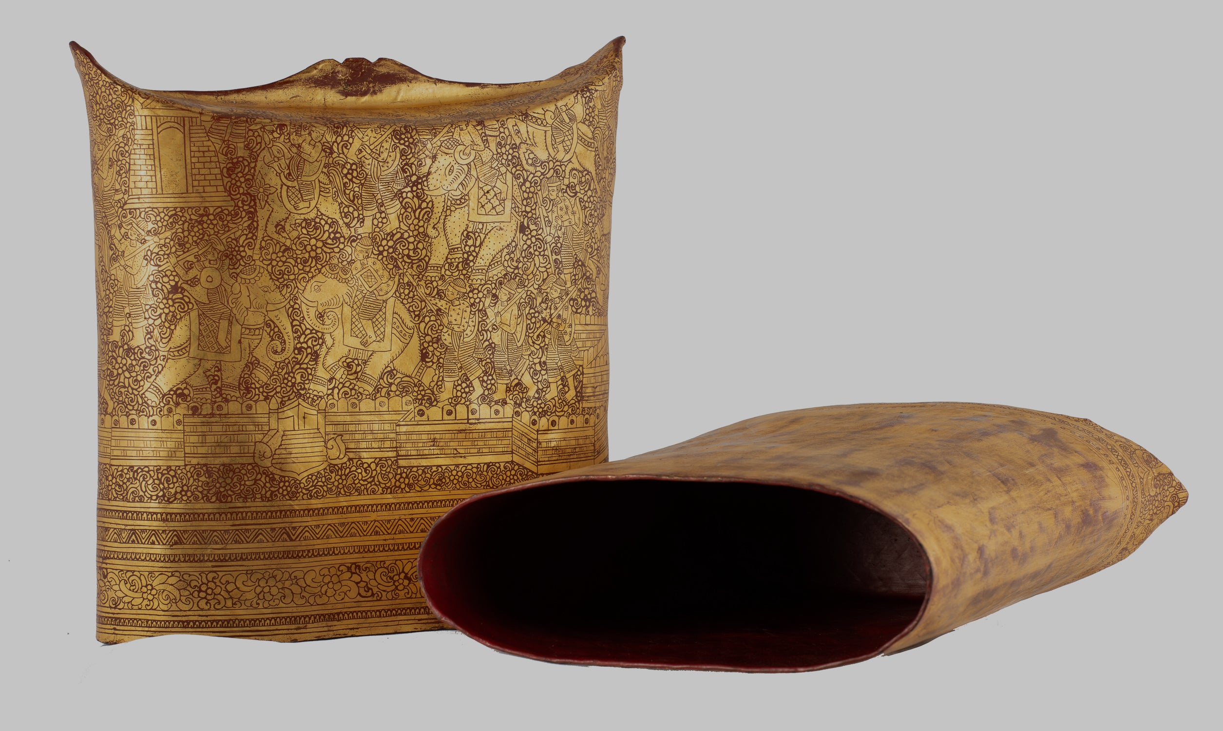 Antique 19th Century Burmese Lacquerware Money Holder - 34cm/14" Long