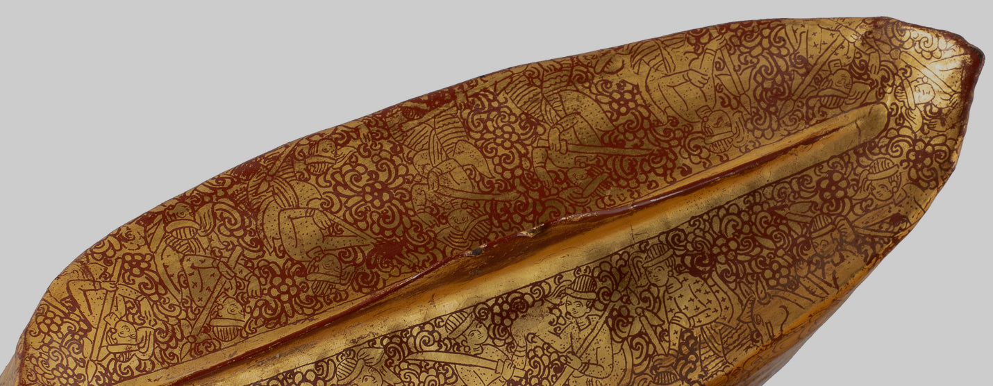 Antique 19th Century Burmese Lacquerware Money Holder - 34cm/14" Long