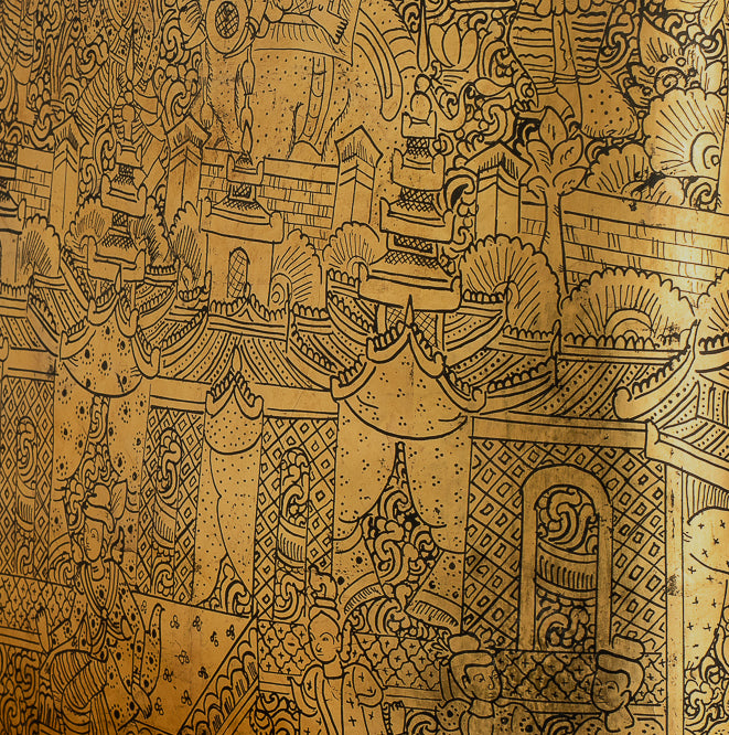 Antiguo titular de dinero de lacado birmano del siglo XIX - 33 cm/13 "de largo