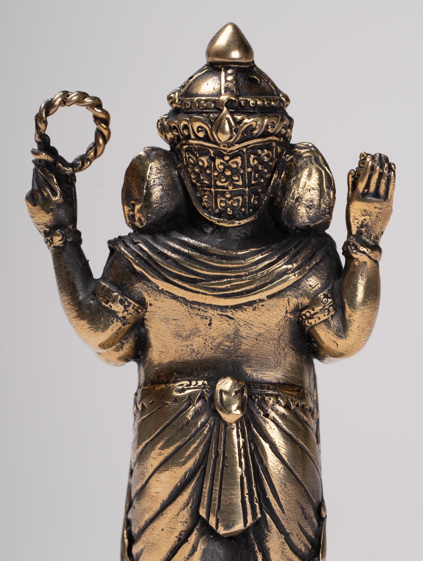 Ganesha Statue - Antique Thai Style Standing Black 4-Arm Ganesha Statue - 12cm/5"