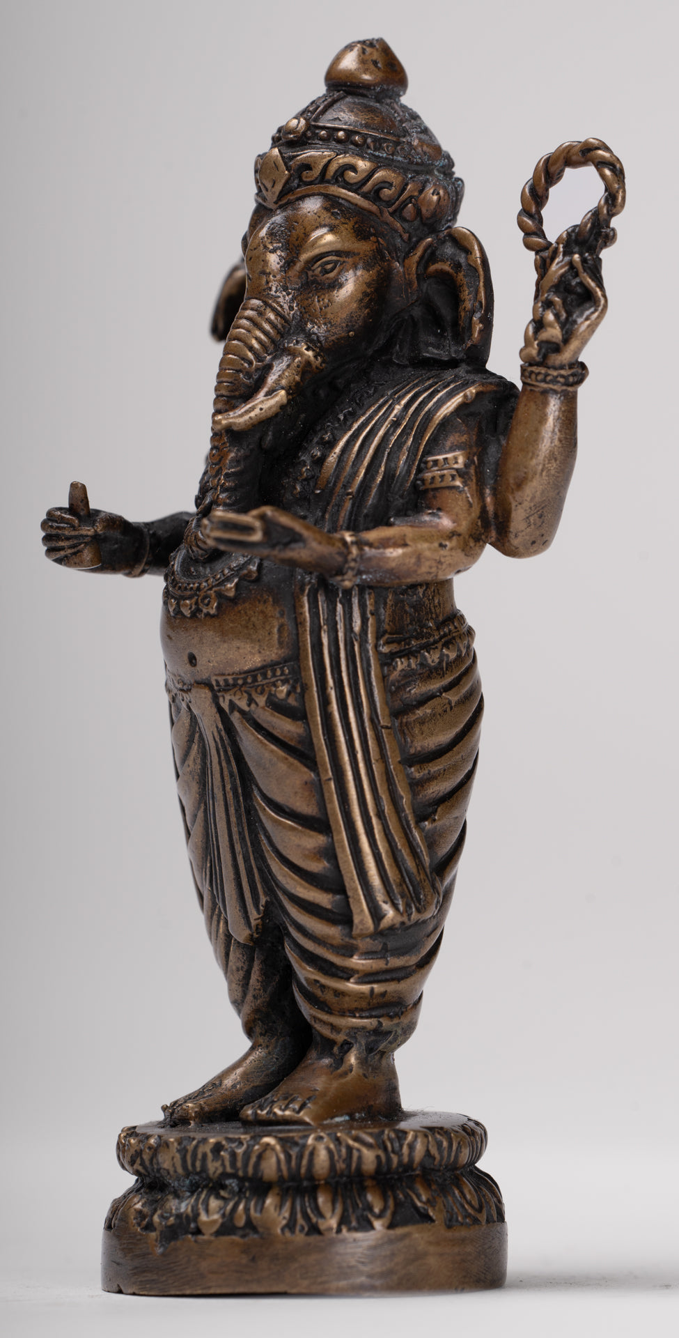 Ganesha Statue - Antique Thai Style Standing Black 4-Arm Ganesha Statue - 12cm/5"