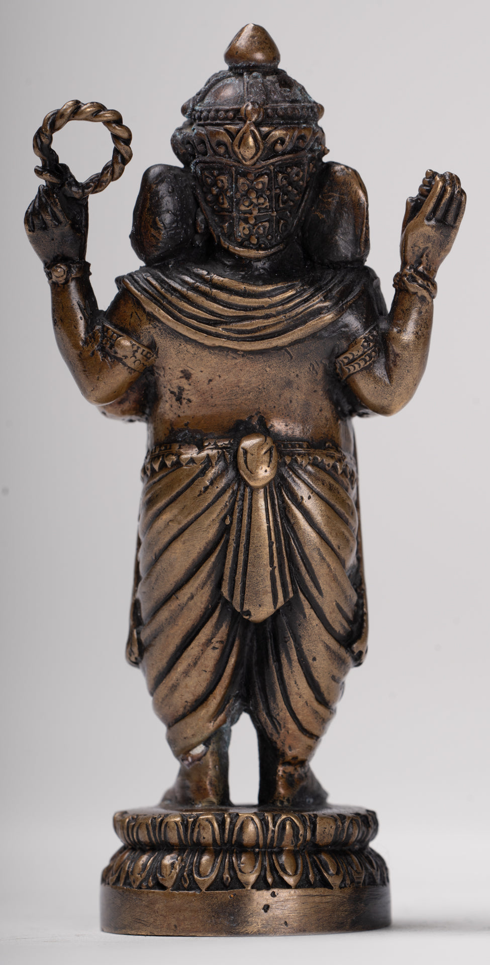Ganesha Statue - Antique Thai Style Standing Black 4-Arm Ganesha Statue - 12cm/5"