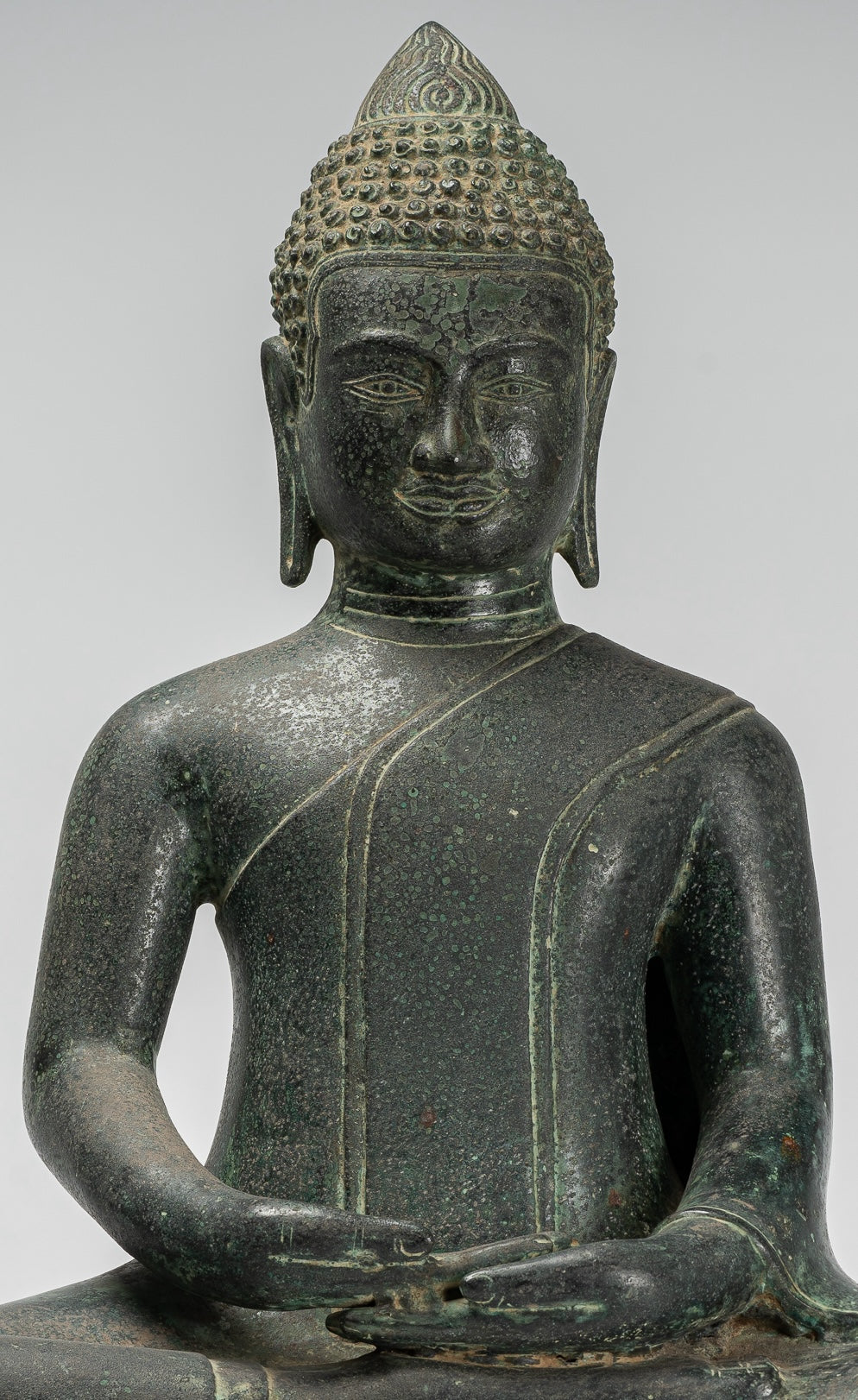 Buddha Statue - Antique Khmer Style Bronze Seated Amitabha Meditation Buddha Statue - 50cm/20"