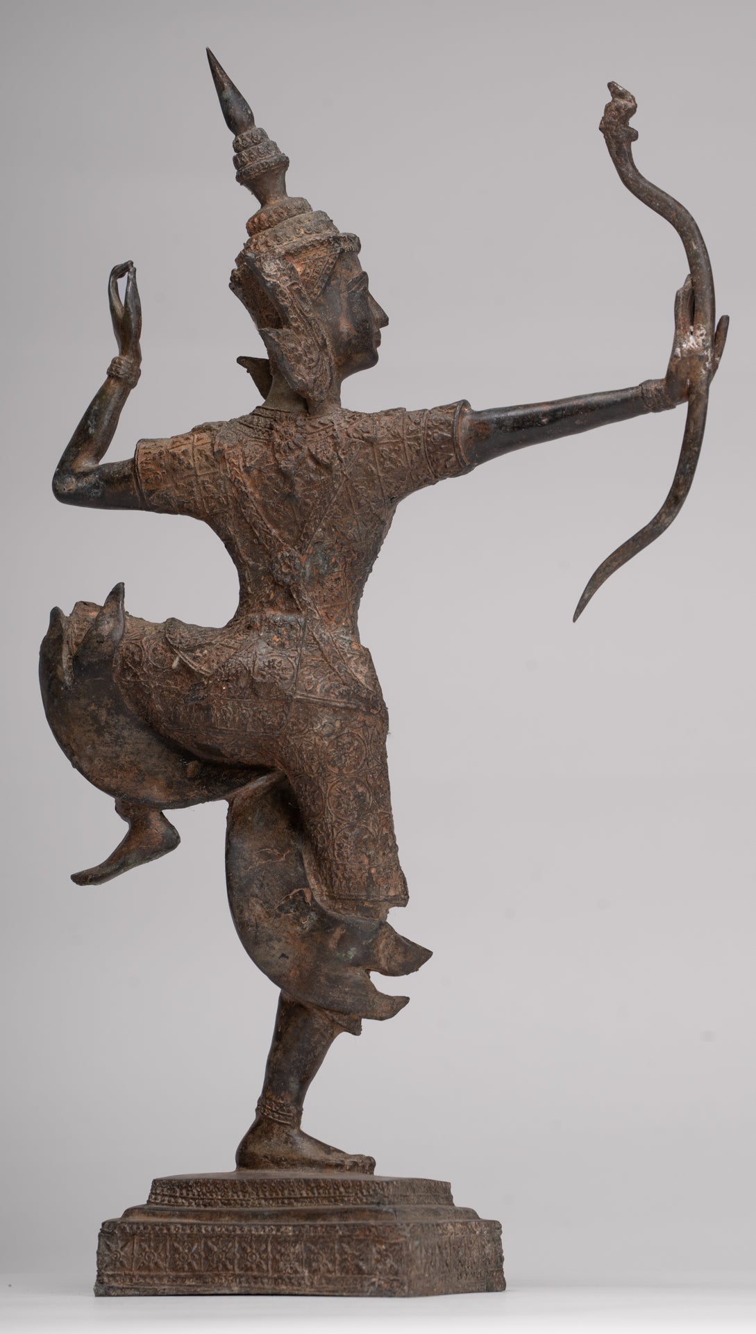 Rama Statue - Antique Thai Style Bronze Thai Rama - Avatar of Vishnu - 37cm/15"