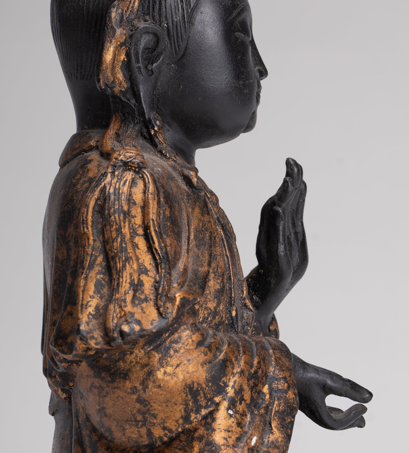 Antike chinesische Stil sitzend Dharmachakra Unterricht Buddha Statue - 27 cm/11 "