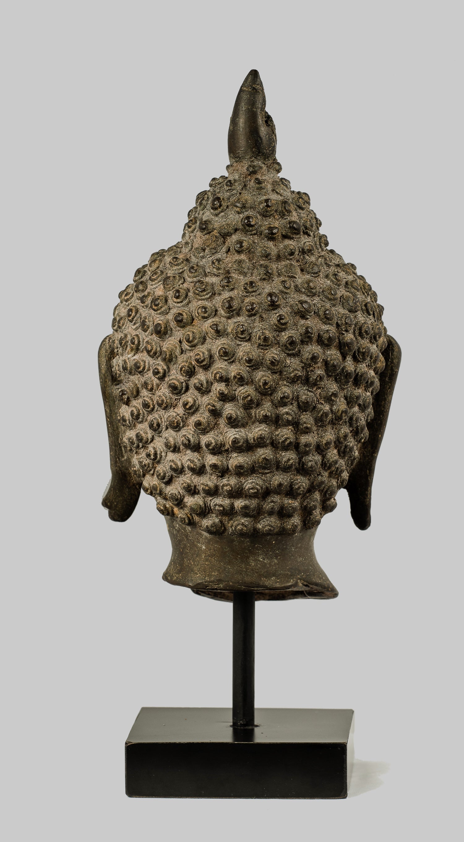 Antike Buddha-Statue – Antike Chiang Saen-Buddha-Kopfstatue aus dem 18. Jahrhundert – 30 cm/12 Zoll