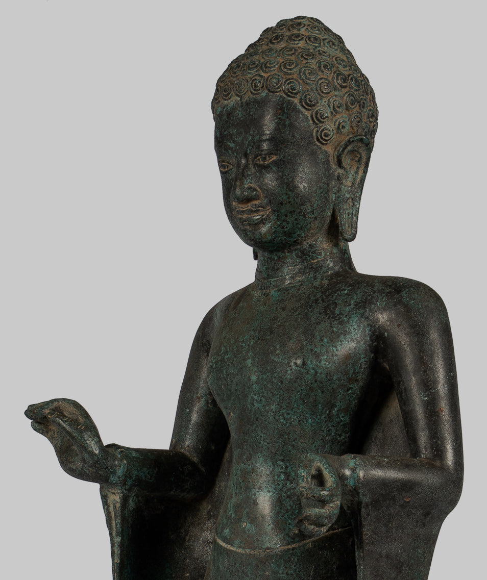 Estatua de Buda - Gran estatua de Buda de estilo tailandés antiguo en Dharmachakra enseñando Mudra - 84cm/34 "