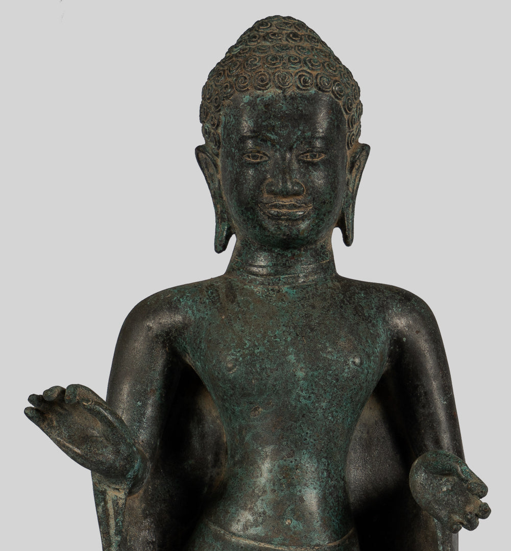 Estatua de Buda - Gran estatua de Buda de estilo tailandés antiguo en Dharmachakra enseñando Mudra - 84cm/34 "