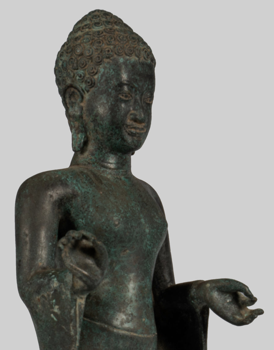 Estatua de Buda - Gran estatua de Buda de estilo tailandés antiguo en Dharmachakra enseñando Mudra - 84cm/34 "