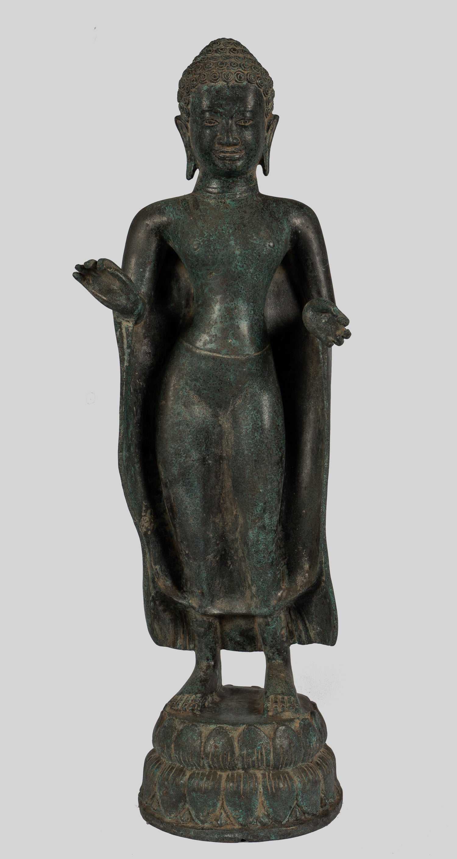 Estatua de Buda - Gran estatua de Buda de estilo tailandés antiguo en Dharmachakra enseñando Mudra - 84cm/34 "