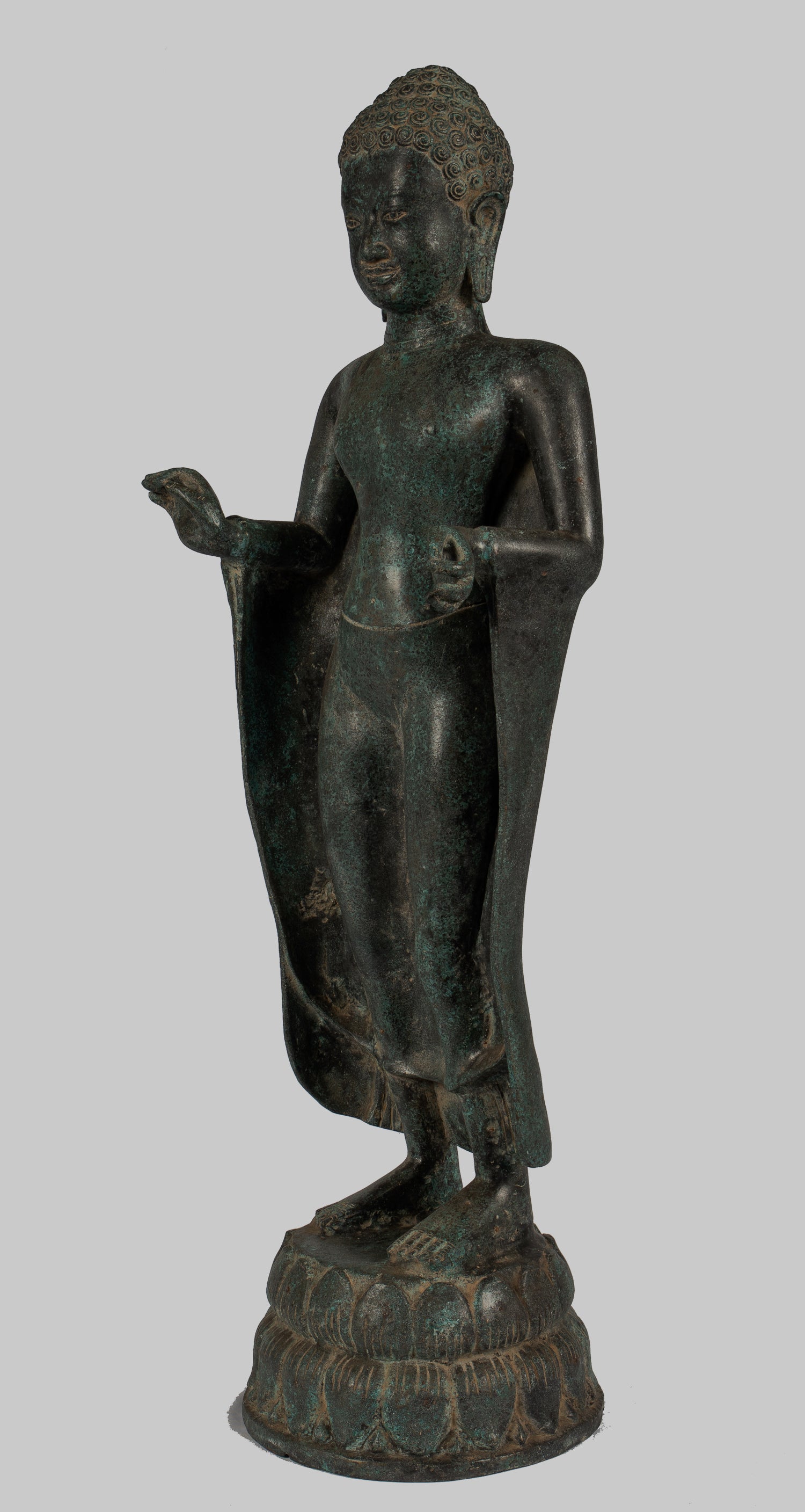 Estatua de Buda - Gran estatua de Buda de estilo tailandés antiguo en Dharmachakra enseñando Mudra - 84cm/34 "