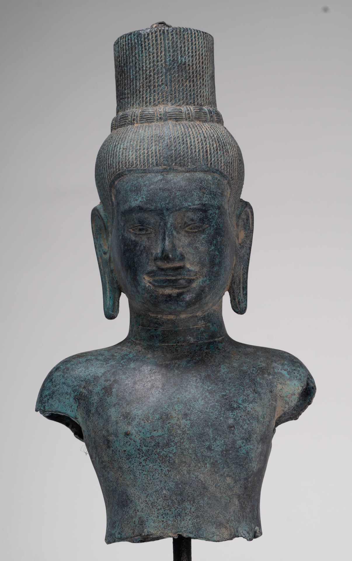 Vishnu Statue - Antique Khmer Style Bronze Koh Ker Style Vishnu Torso Statue - 47cm/19"