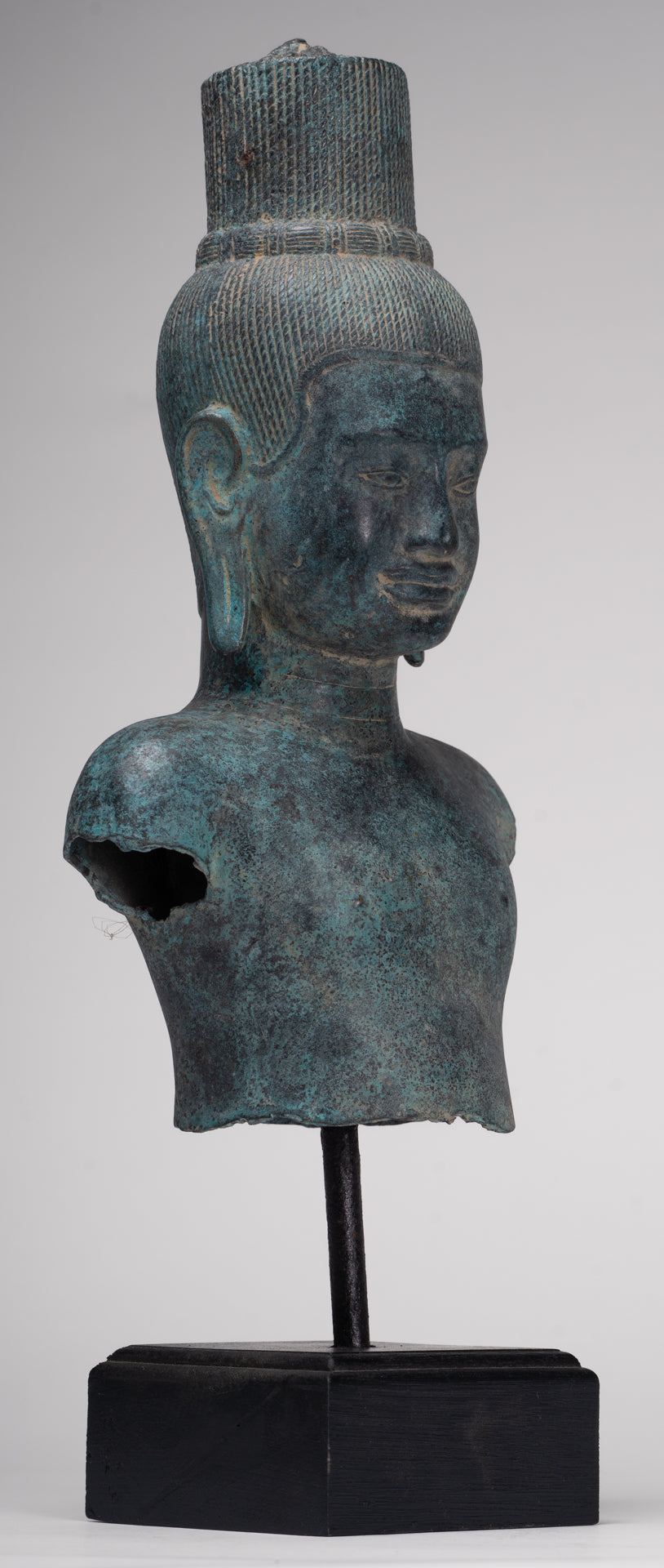 Vishnu Statue - Antique Khmer Style Bronze Koh Ker Style Vishnu Torso Statue - 47cm/19"