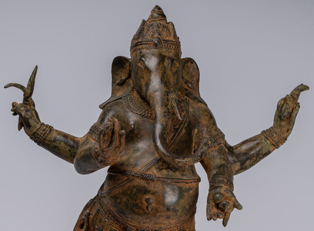 Ganesha Statue - Antique Chola Style Bronze Standing Ganesh Statue - 62cm/25"