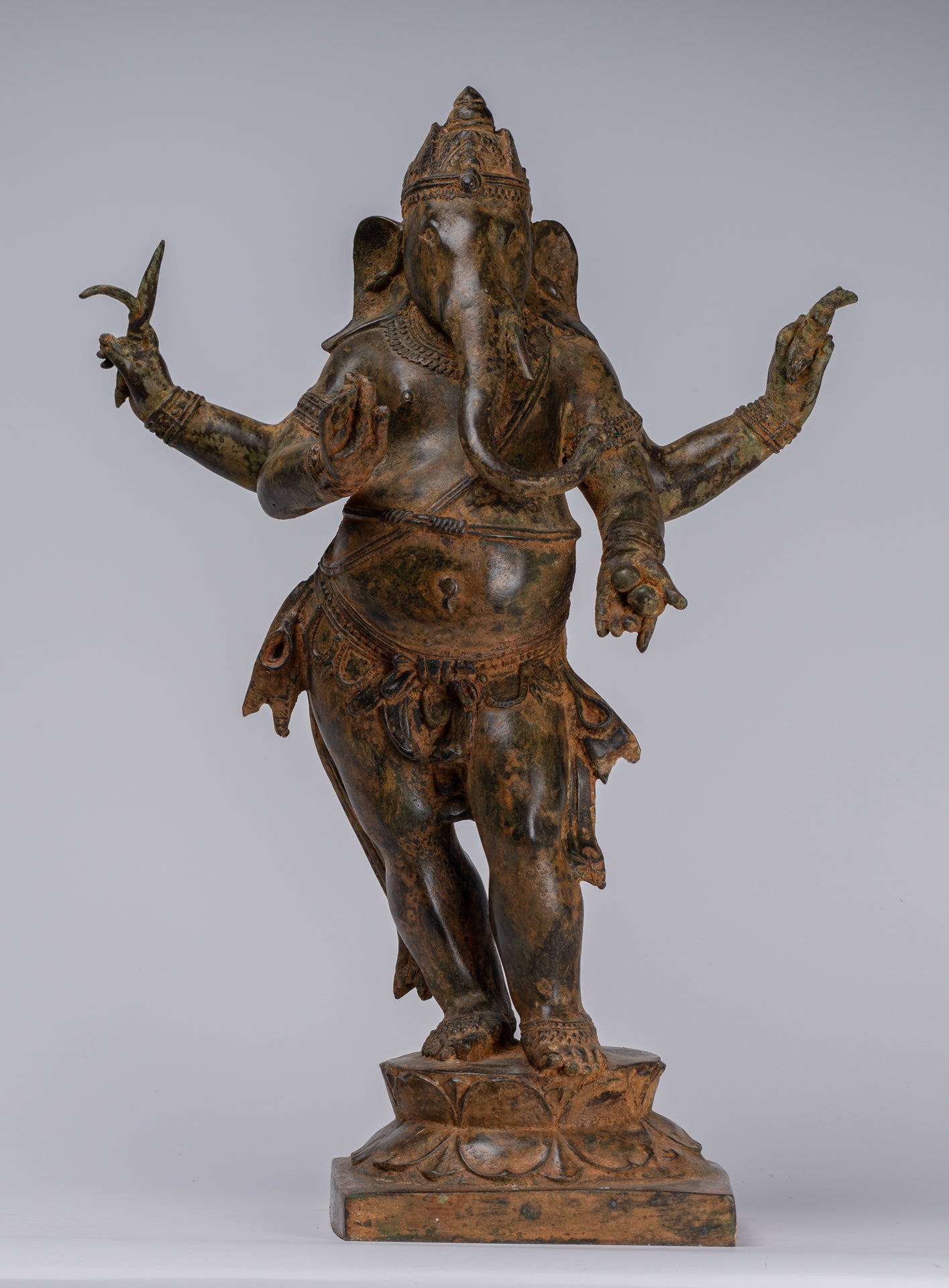 Ganesha Statue - Antique Chola Style Bronze Standing Ganesh Statue - 62cm/25"