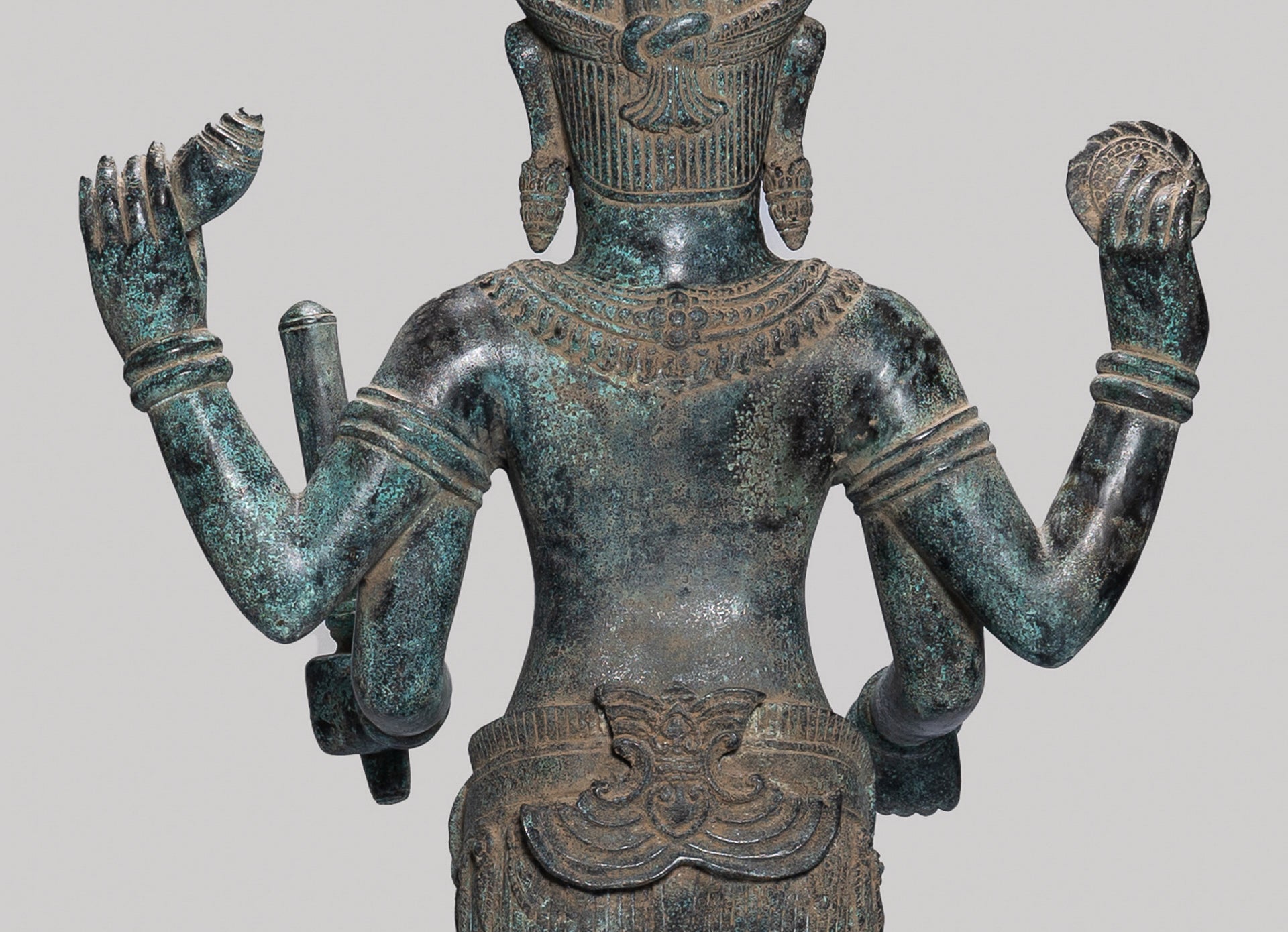 Antique Khmer Style Bronze Standing Bayon Vishnu Statue - Protector - 130cm/52"