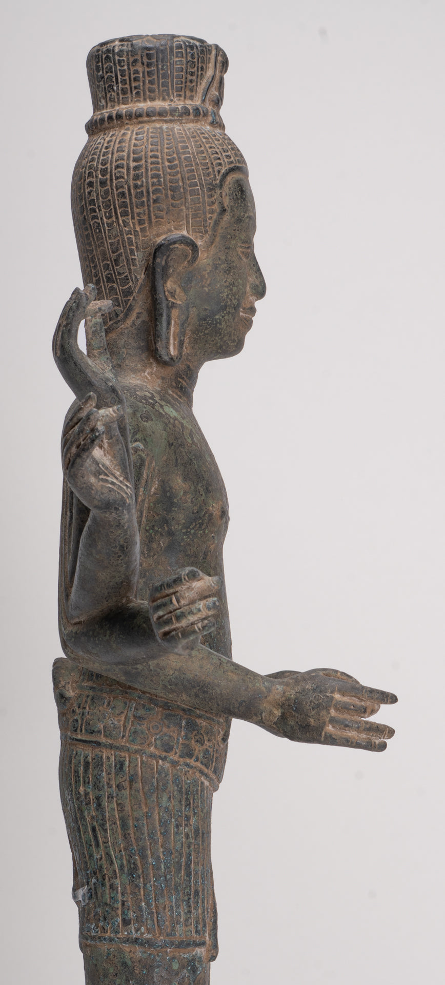 Antique Khmer Style Bronze Bayon Style Lokeshvara Statue - 55cm/22"