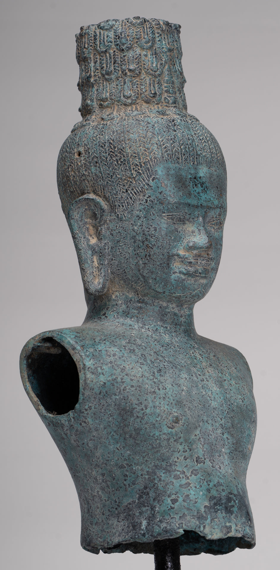 Buddha Statue - Antique Khmer Style Bronze Prakhon Chai Style Maitreya Buddha Torso Statue - 42cm/17"