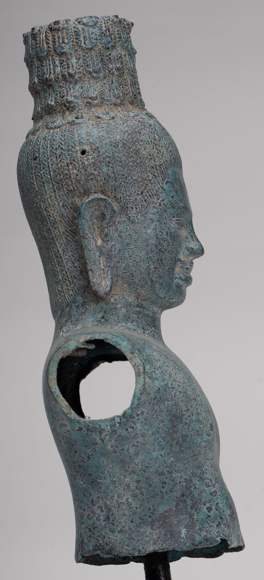 Buddha Statue - Antique Khmer Style Bronze Prakhon Chai Style Maitreya Buddha Torso Statue - 42cm/17"