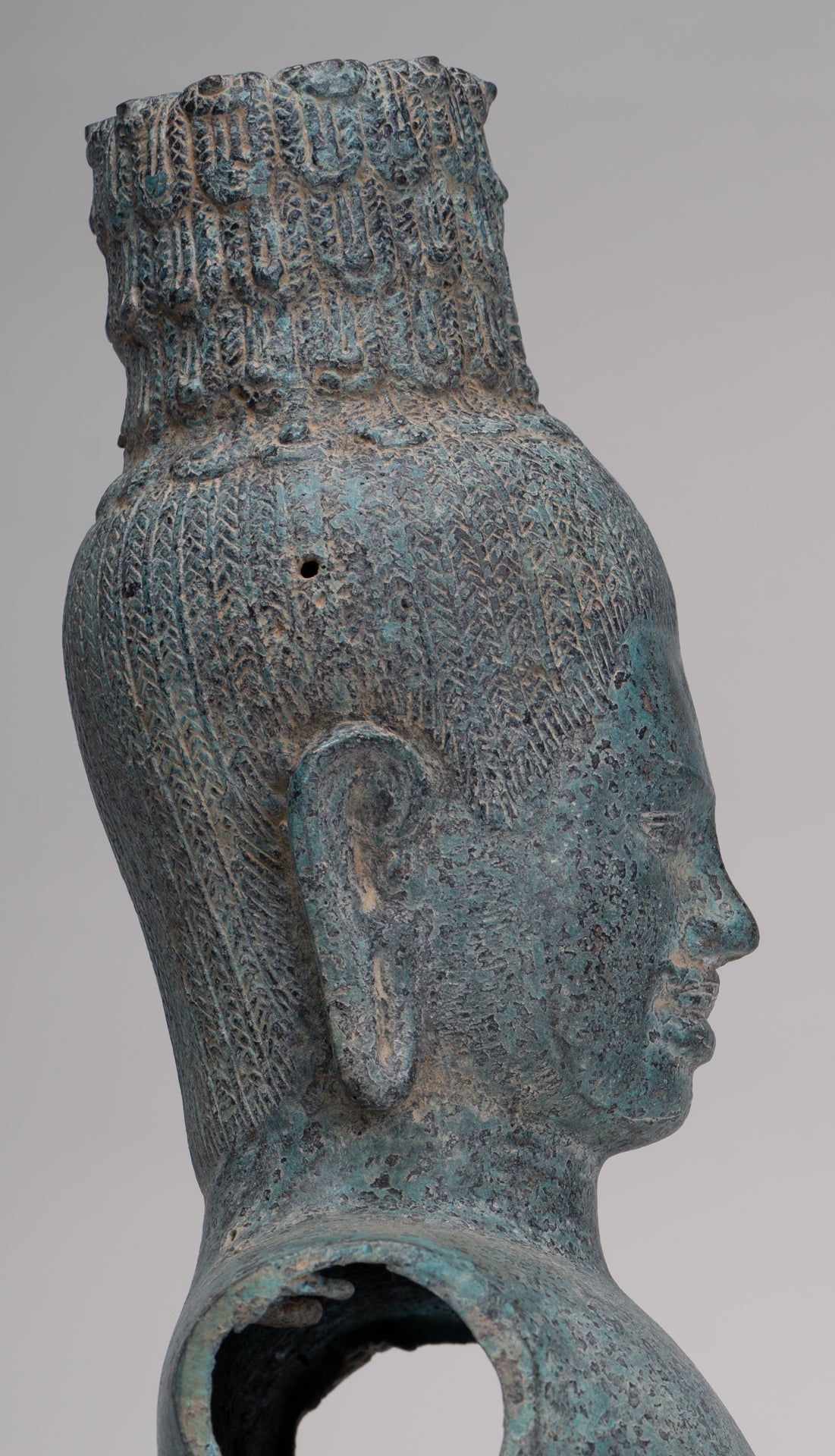 Buddha Statue - Antique Khmer Style Bronze Prakhon Chai Style Maitreya Buddha Torso Statue - 42cm/17"