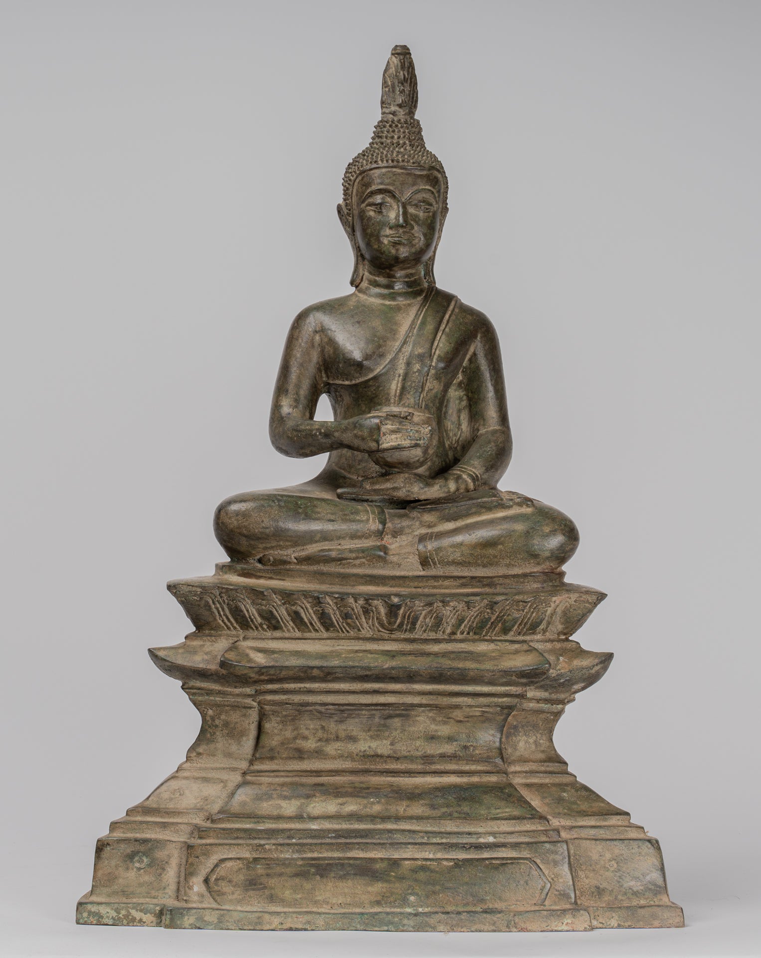 Statua Buddha - Charity bronzo in stile antico seduto Gautama statua di Buddha - 54 cm/22 "