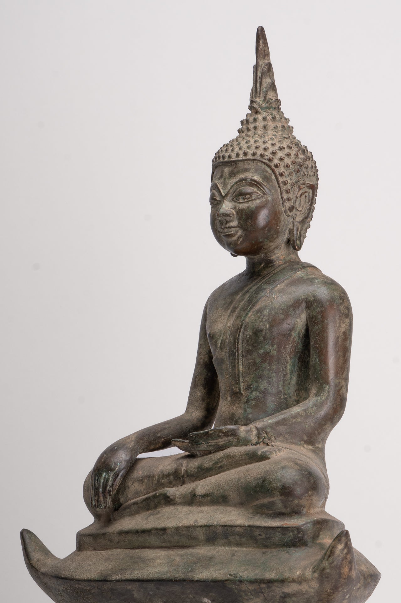Buddha - Antique Laos Style Seated Bronze Enlightenment Buddha Statue - 54cm/22"