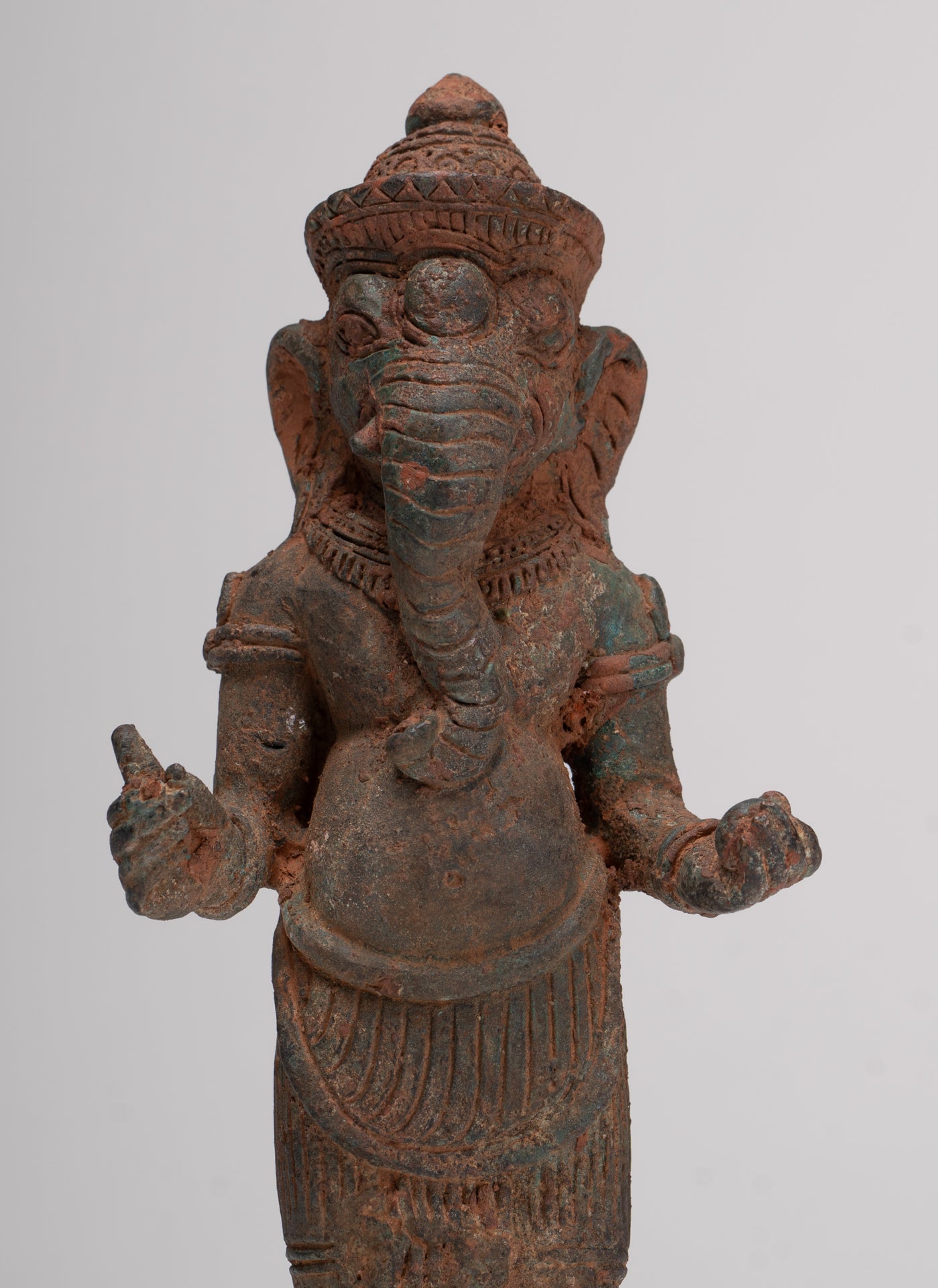 Ganesha Statue - Antique Thai Style Bronze Standing Ganesh Statue - 18.5cm/7"