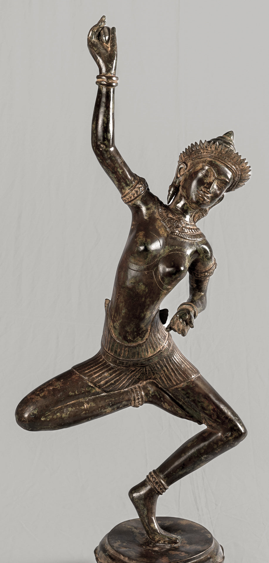 Antique Thai Style Bronze Dancing Apsara or Angel Statue - 85cm/34"