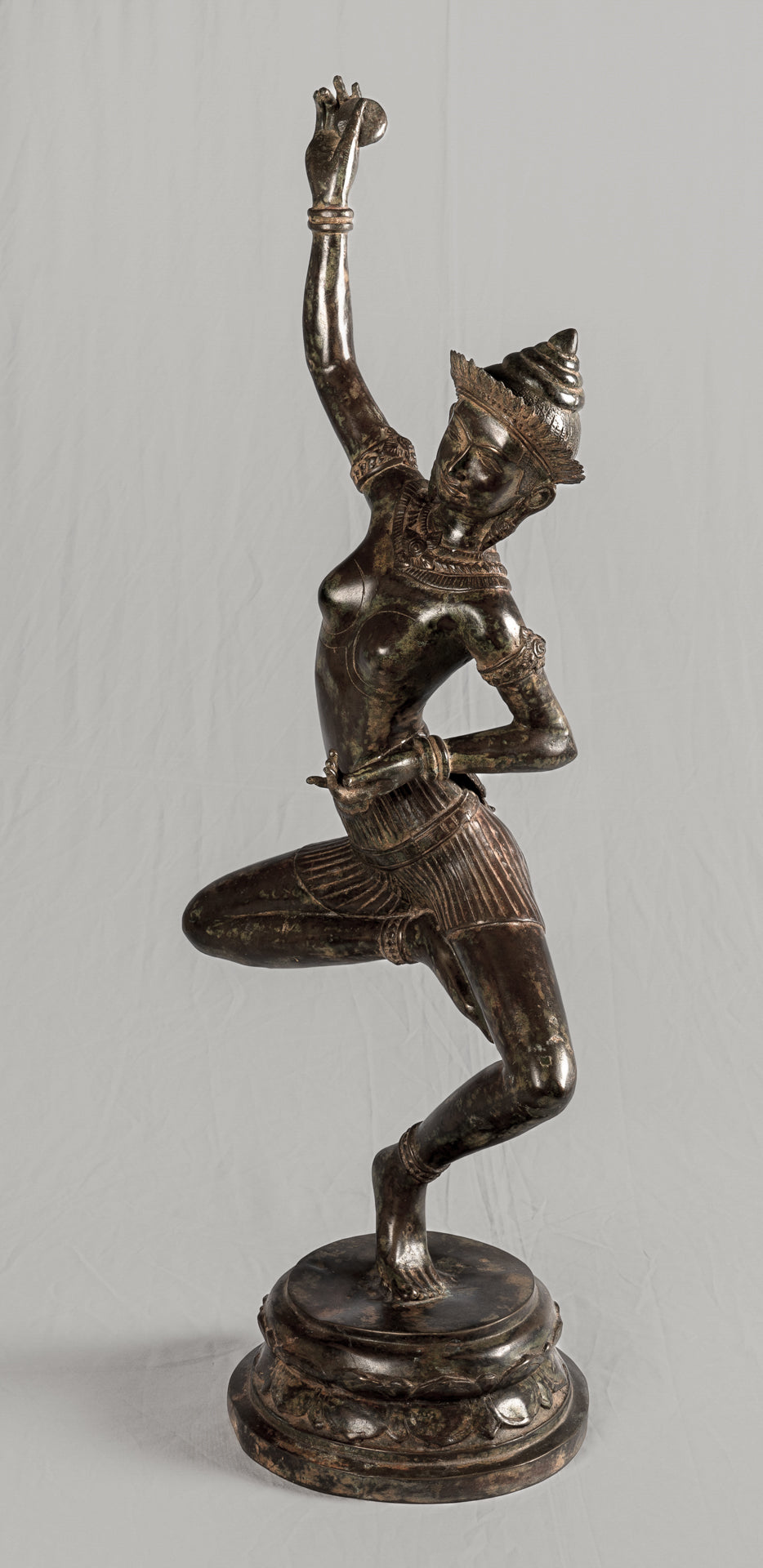 Antique Thai Style Bronze Dancing Apsara or Angel Statue - 85cm/34"