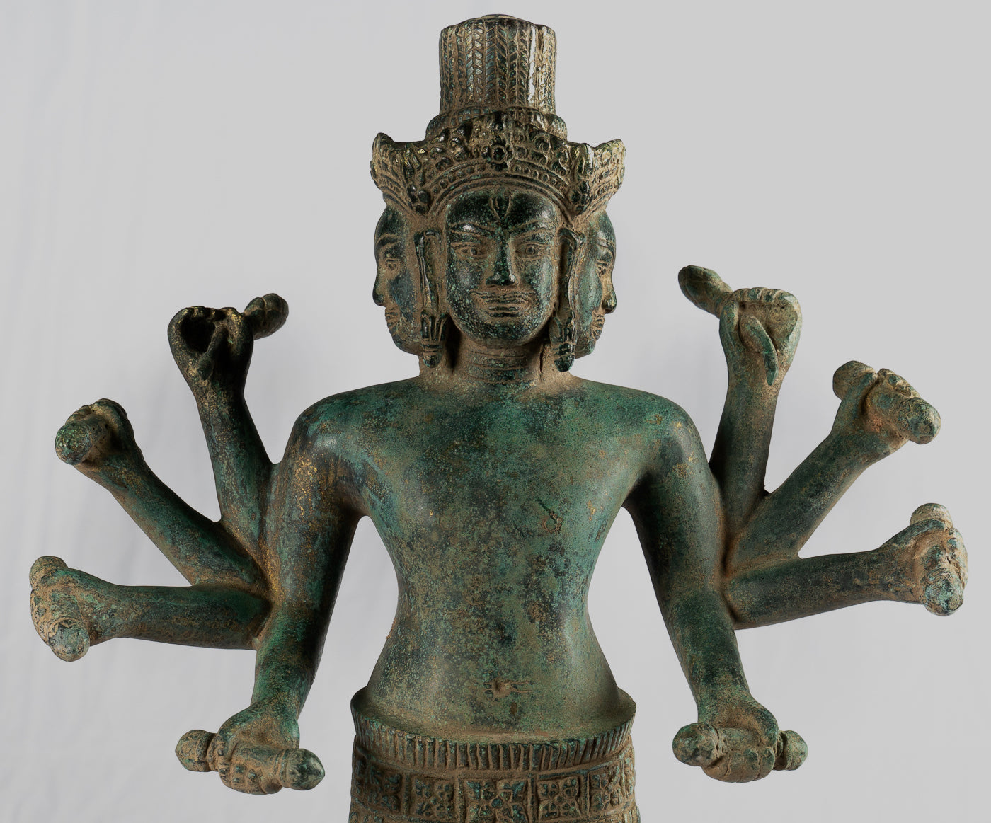 Brahma Statue - Antique Khmer Style Koh Ker Standing Bronze Brahma - Hindu God Creation - 50cm/20"