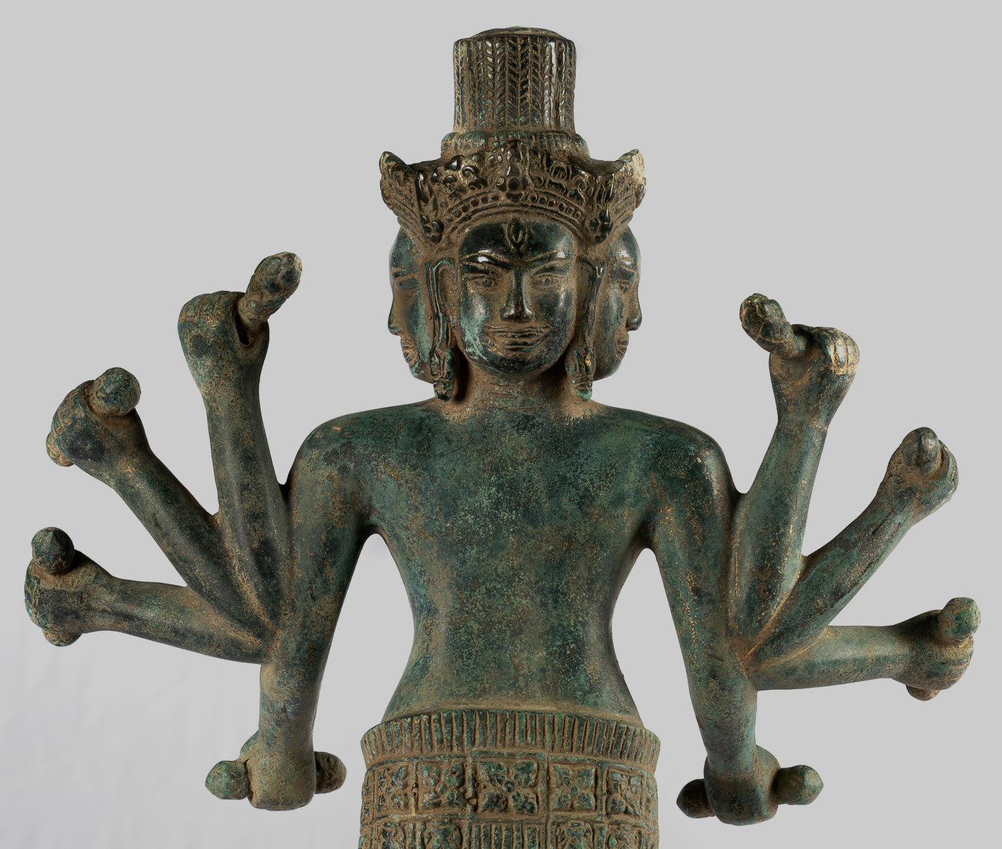 Brahma Statue - Antique Khmer Style Koh Ker Standing Bronze Brahma - Hindu God Creation - 50cm/20"