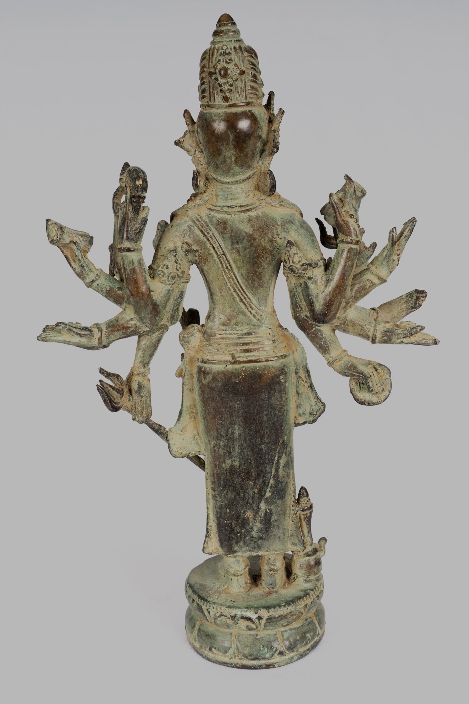 Estatua de Shiva - Estatua de shiva de 16 brazos de estilo indonesio antiguo de estilo indonesio - 32 cm/13 "