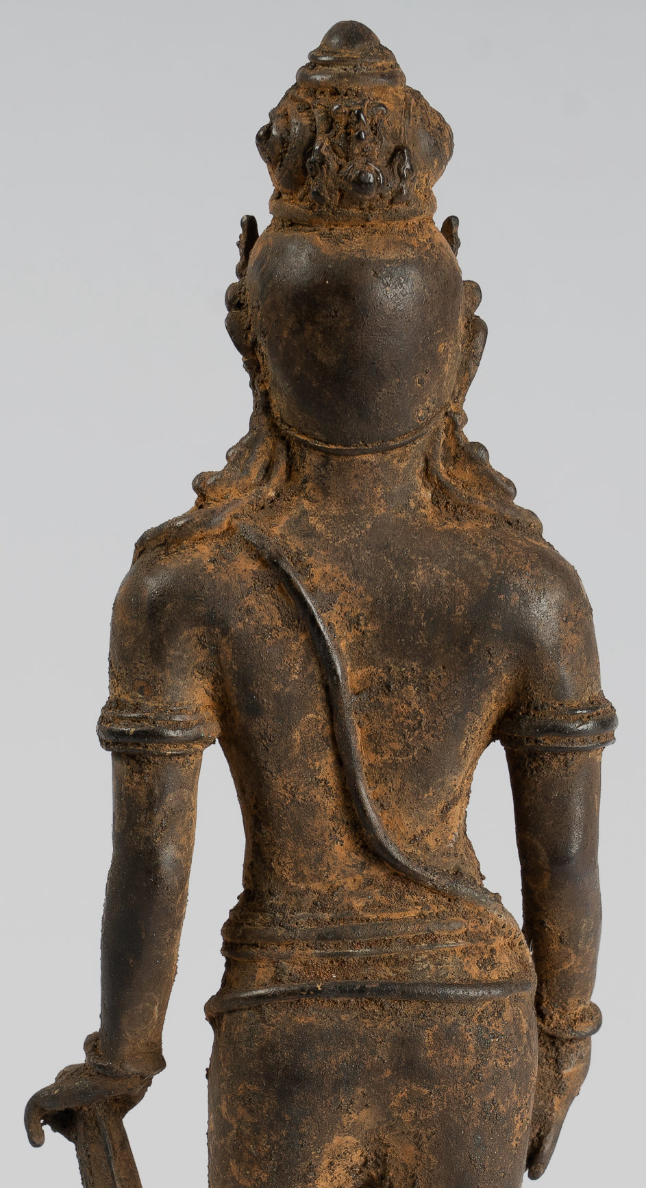 Vishnu - Statue antique de Vishnu debout en bronze de style Java Majapahit - 29 cm/11"