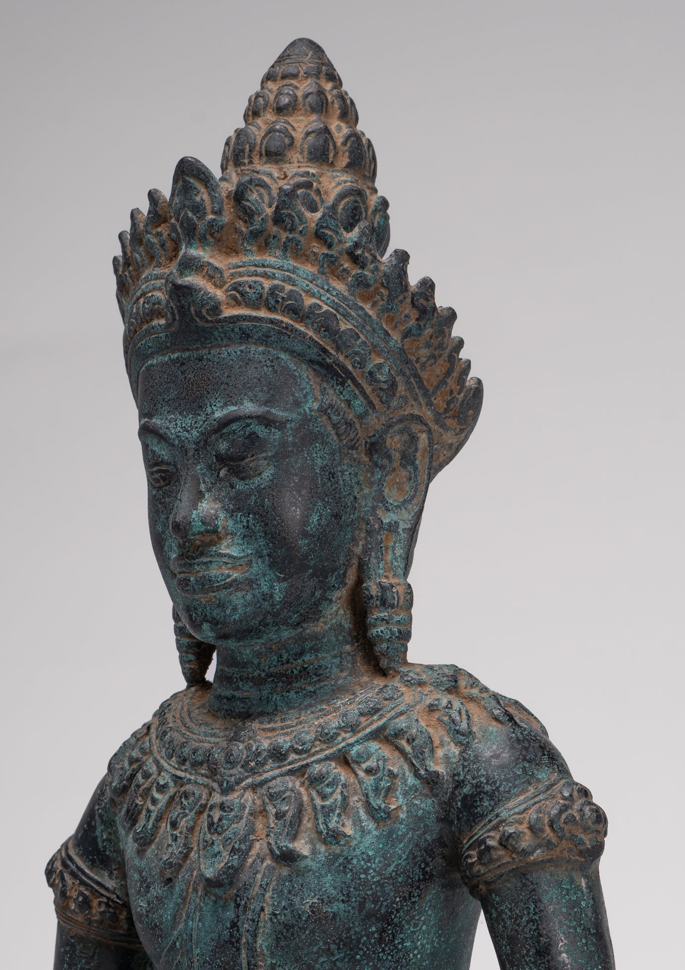 Buddha Statue - Antique Bayon Style Khmer Buddha Statue - Meditation Mudra - 43cm/17"