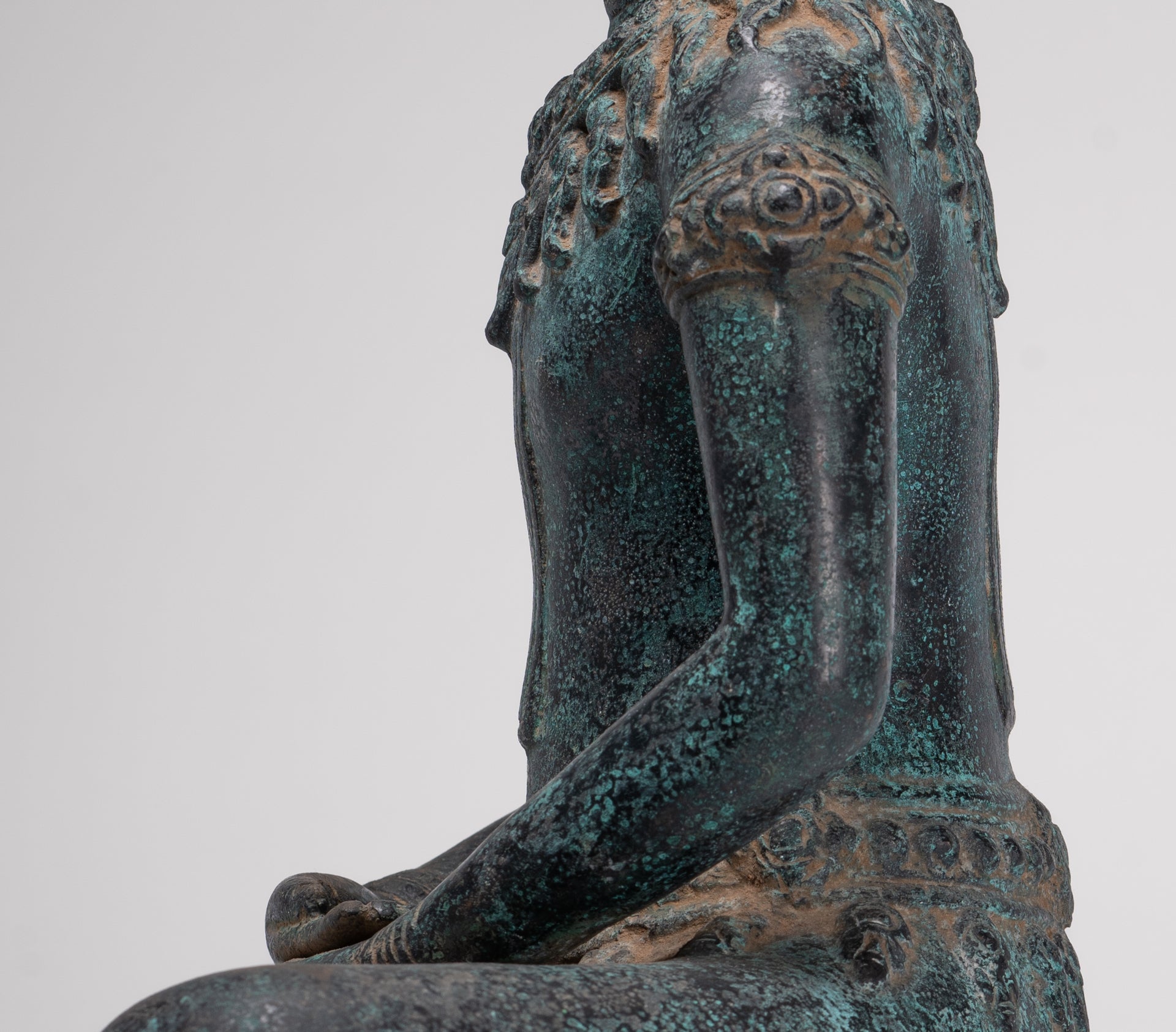 Buddha Statue - Antique Bayon Style Khmer Buddha Statue - Meditation Mudra - 43cm/17"