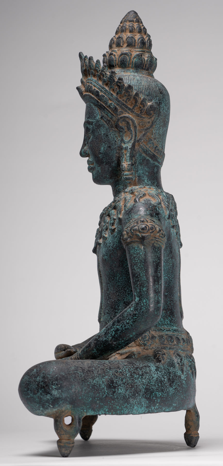 Buddha Statue - Antique Bayon Style Khmer Buddha Statue - Meditation Mudra - 43cm/17"