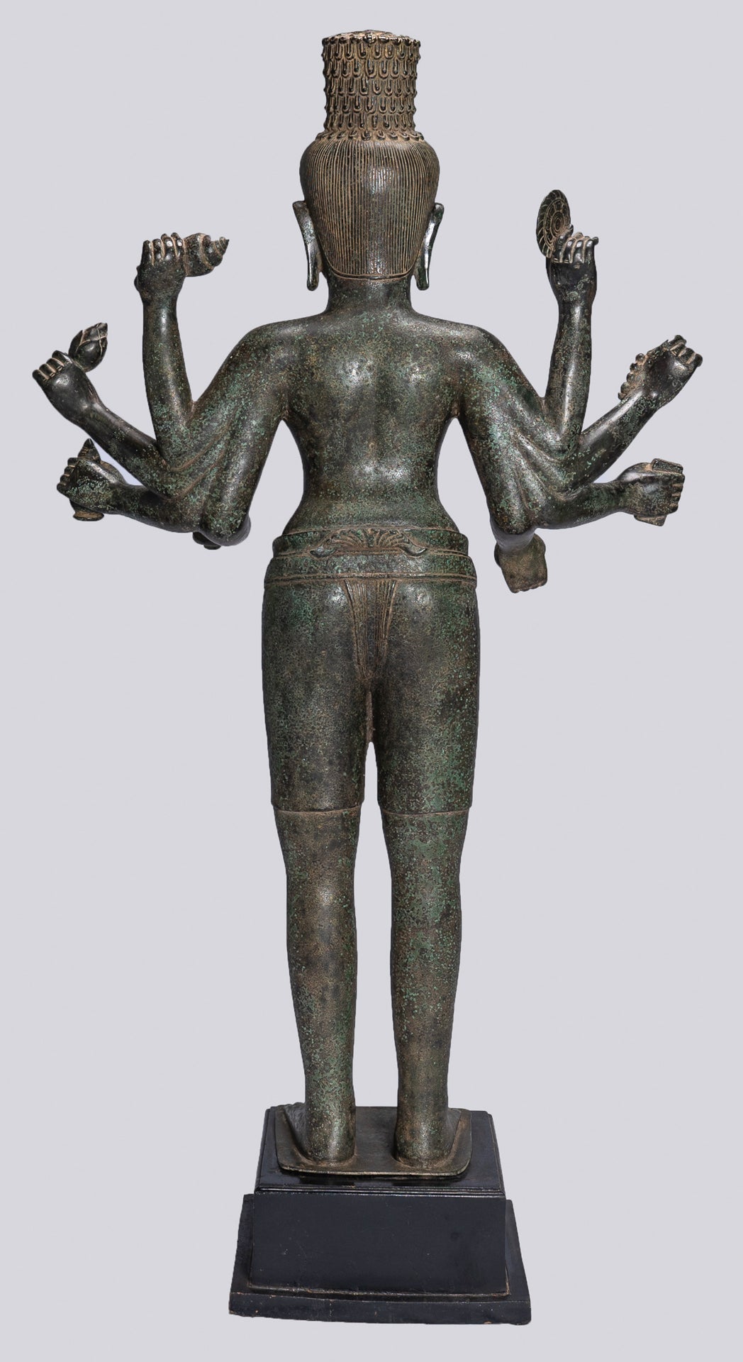 Large Antique Khmer Style Standing Bronze Bayon Style Lokeshvara Statue - 122cm/49"