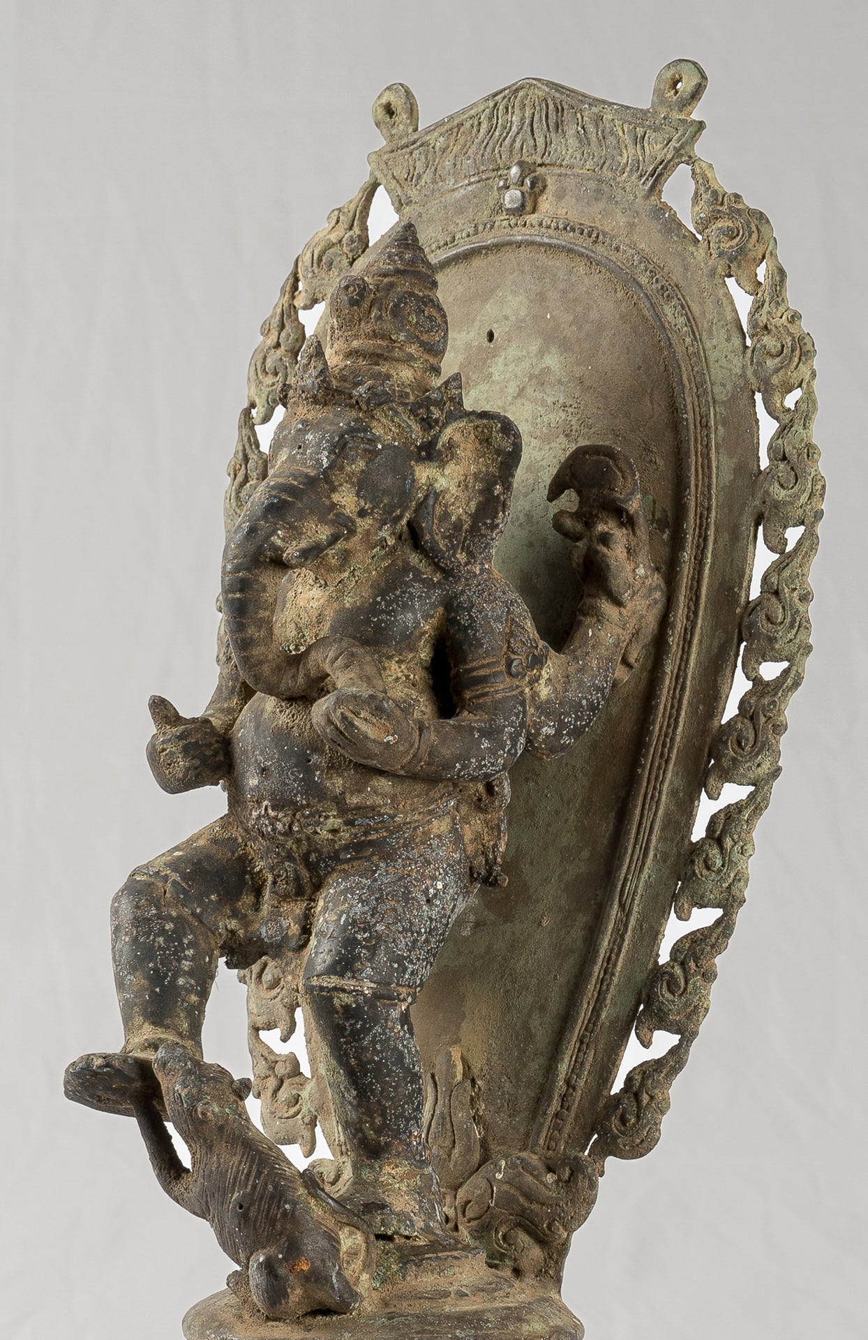 Ganesha Statue - Antique Javanese Style Bronze Dancing Indonesian Ganesha Statue - 42cm/17"