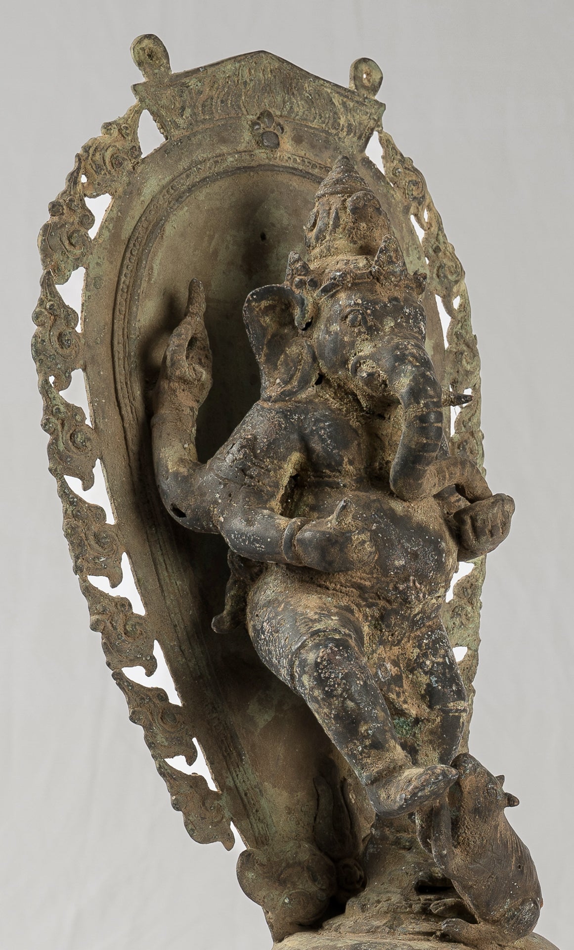 Ganesha Statue - Antique Javanese Style Bronze Dancing Indonesian Ganesha Statue - 42cm/17"