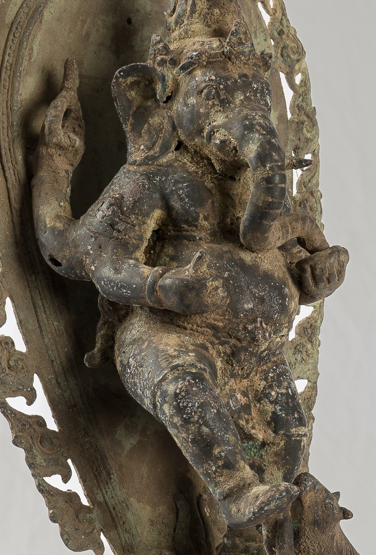 Ganesha Statue - Antique Javanese Style Bronze Dancing Indonesian Ganesha Statue - 42cm/17"