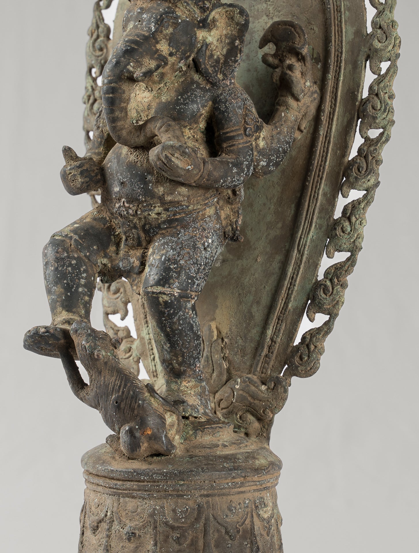 Ganesha Statue - Antique Javanese Style Bronze Dancing Indonesian Ganesha Statue - 42cm/17"