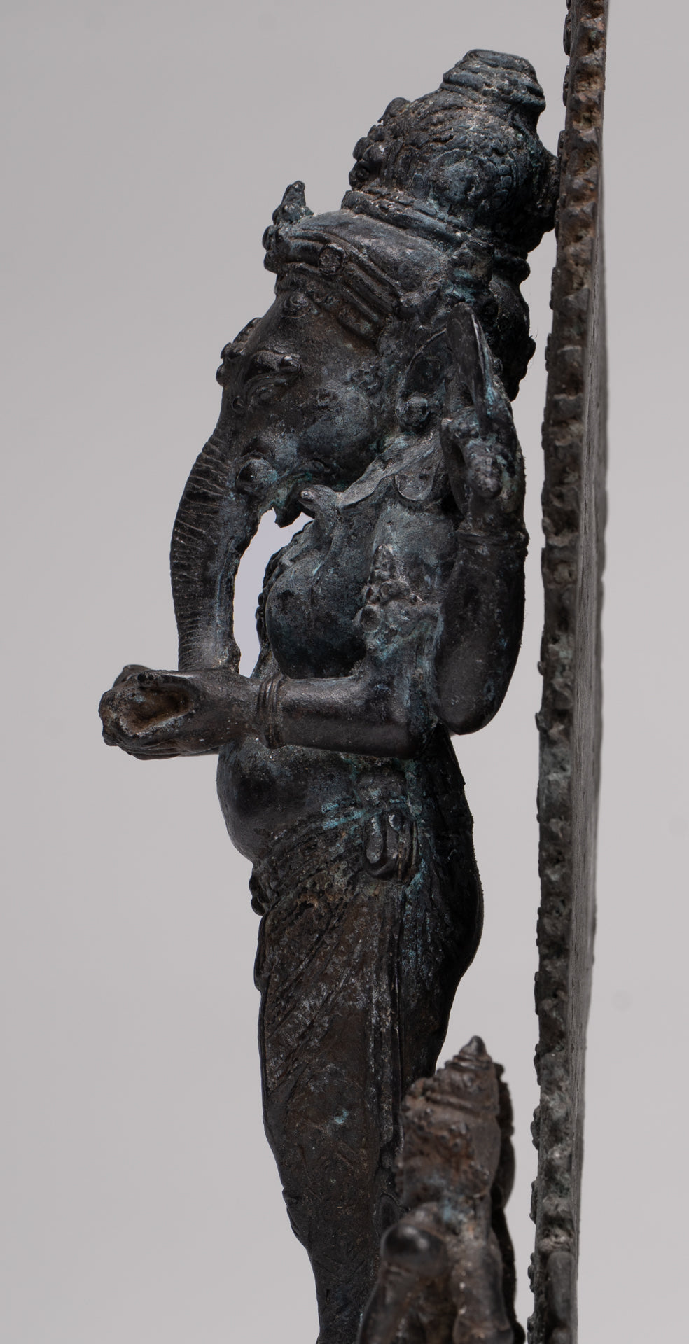 Ganesha Statue - Antique Javanese Style Bronze Standing Four Arm Ganesha Statue - 31cm/12"