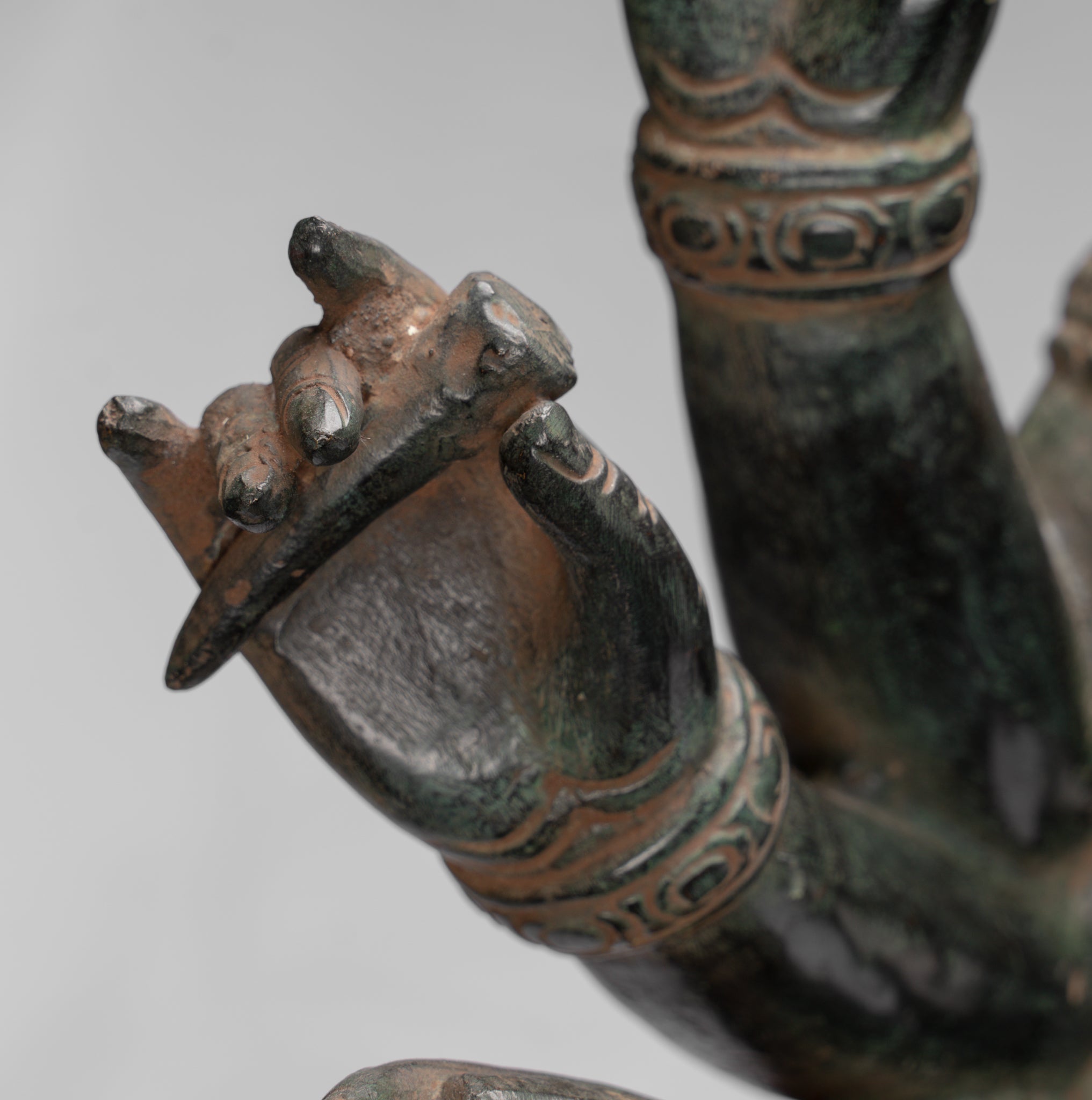 Ganesha Statue-Antique Khmer Style Standing Bronze Bayon Ganesha Statue and Yoni-86cm/34 "