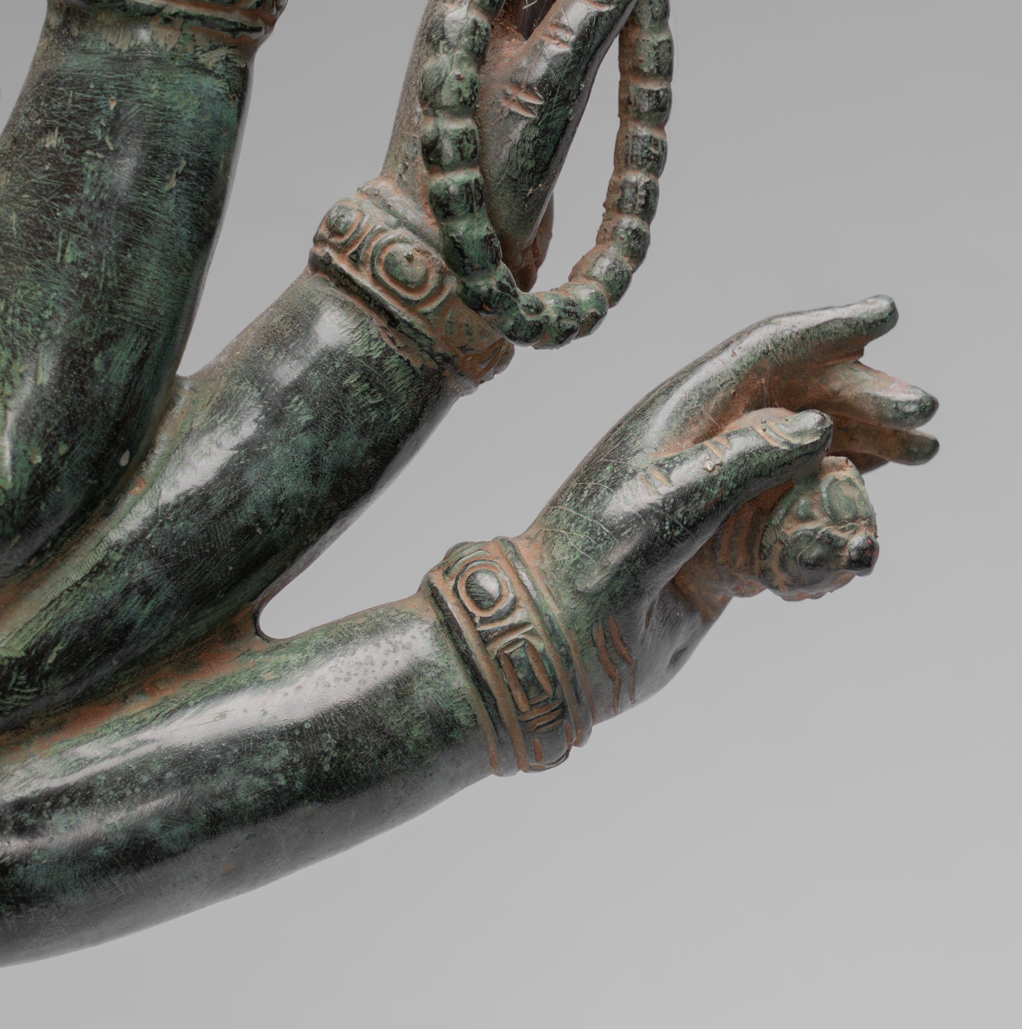 Ganesha Statue-Antique Khmer Style Standing Bronze Bayon Ganesha Statue and Yoni-86cm/34 "