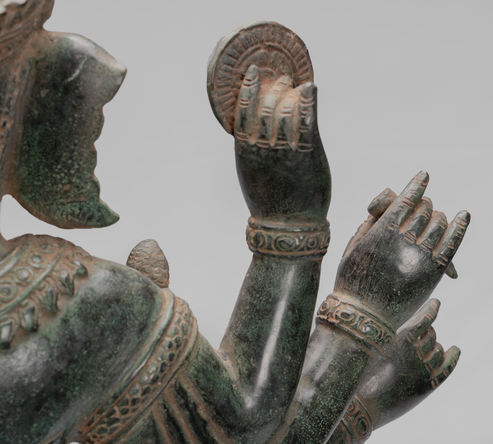 Ganesha Statue-Antique Khmer Style Standing Bronze Bayon Ganesha Statue and Yoni-86cm/34 "