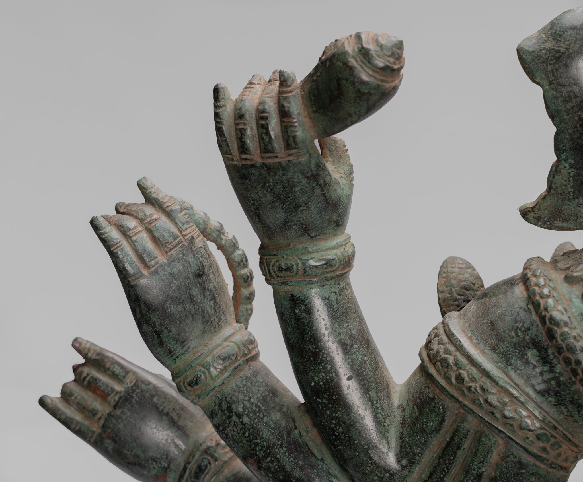 Ganesha Statue-Antique Khmer Style Standing Bronze Bayon Ganesha Statue and Yoni-86cm/34 "